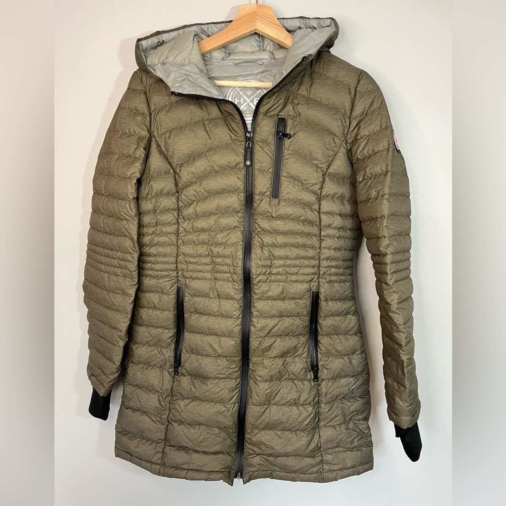 Halifax Women's Olive Hooded Puffer Packable Down Jacket  Winter Coat Small